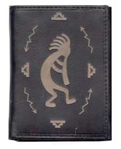 Leather Wallet with Kokapelli design